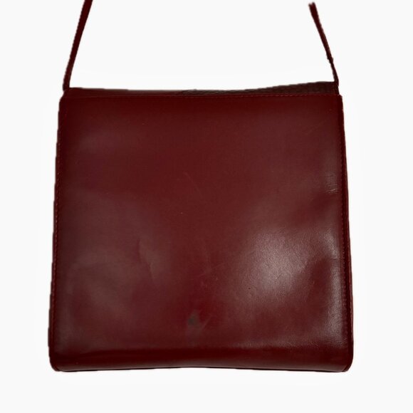 Rare FILENES Vintage Fine Italian Leather Shoulder Bag Small Burgundy Crossbody - Picture 7 of 11